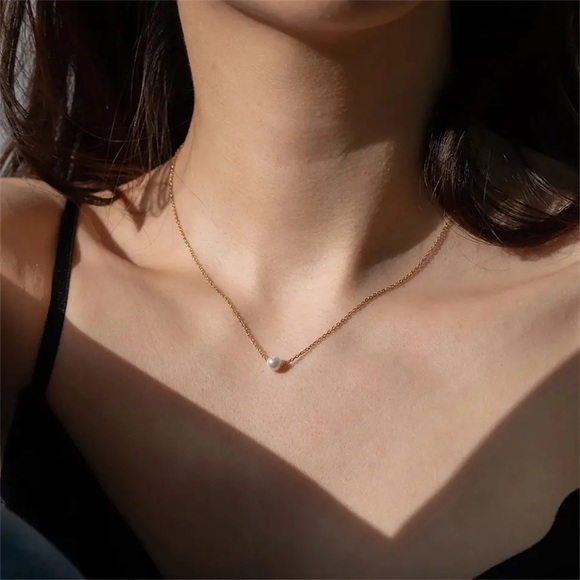 ⚜️[𝟯/$𝟭𝟴]⚜️NEW Tiny Pearl Stainless Steel Necklace - Picture 7 of 15